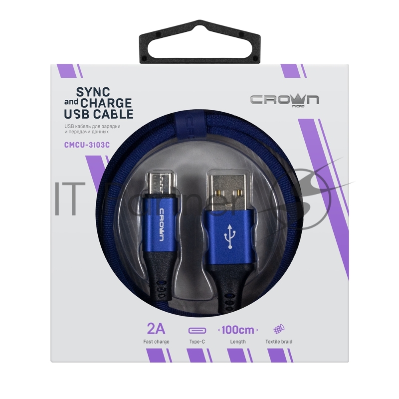 Кабель Crown USB - USB Type-C CMCU-3103C blue