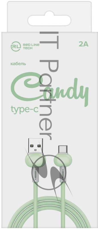 Кабель Redline Candy УТ000021995 USB Type-C (m) USB A (m) 1м зеленый