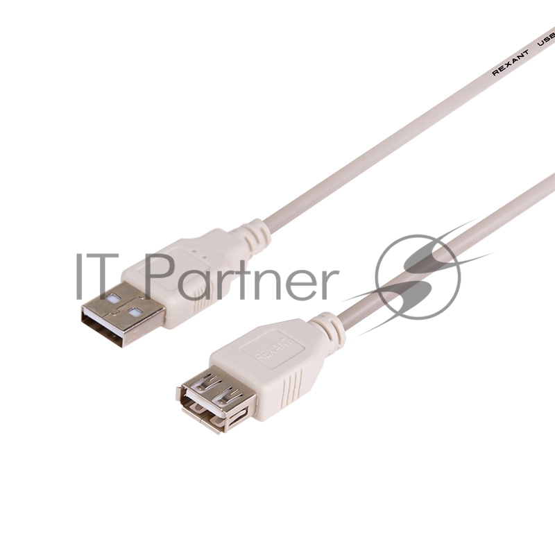 Кабель USB (шт. USB A - гн. USB A) 5 метров, серый REXANT