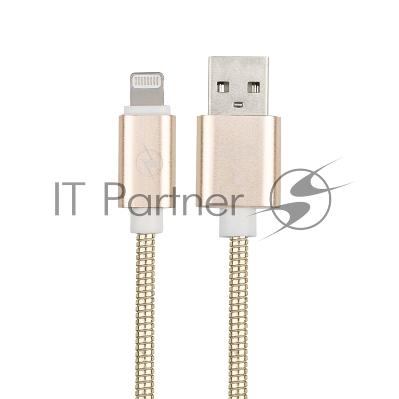 USB кабель для iPhone 5/6/7/8/X моделей, золото металл, 1 метр REXANT