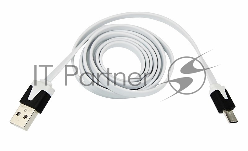 USB кабель универсальный microUSB шнур плоский 1 м белый