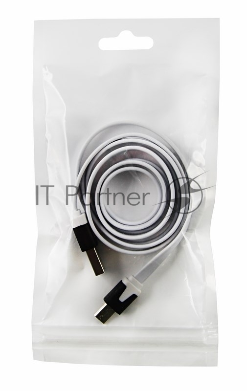 USB кабель универсальный microUSB шнур плоский 1 м белый