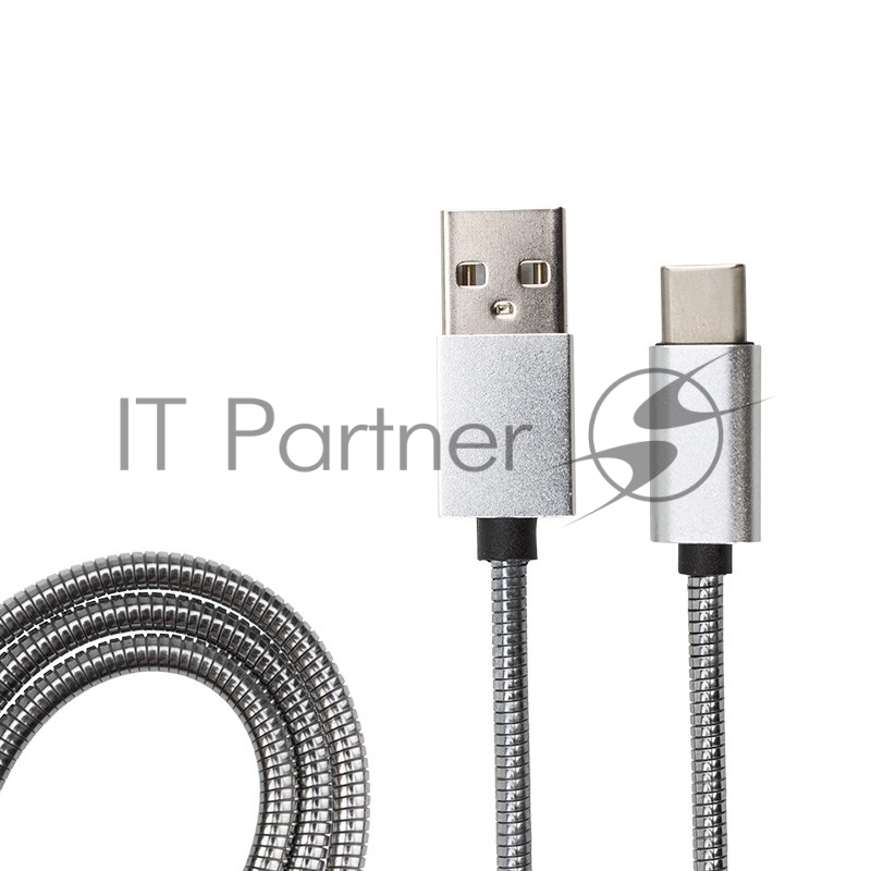 Шнур USB 3.1 type C (male)-USB 2.0 (male) в гибкой металлической оплетке 1 м REXANT