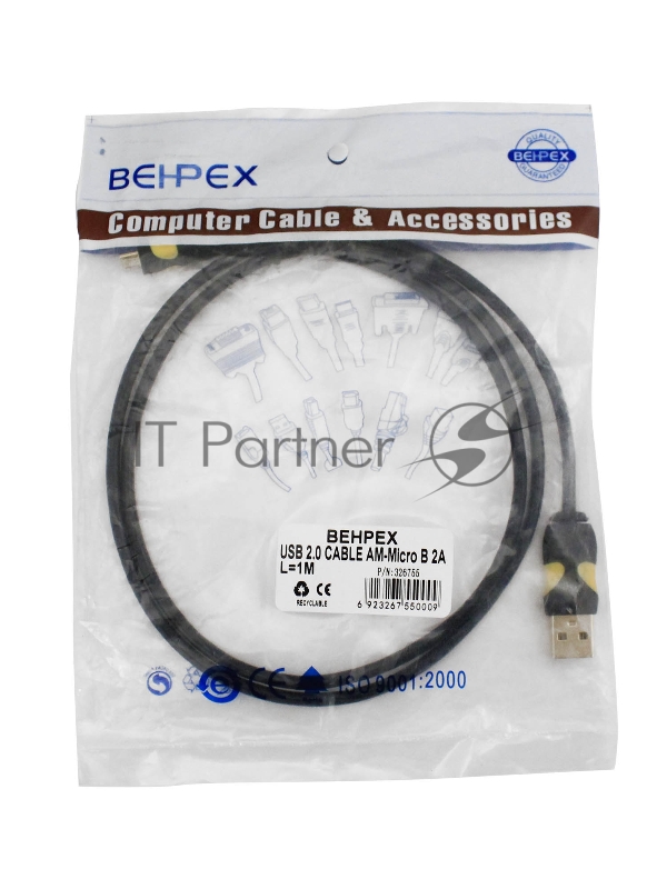 Кабель BURO 2A Smooth Connector, micro USB B (m), USB A(m), 1м, черный