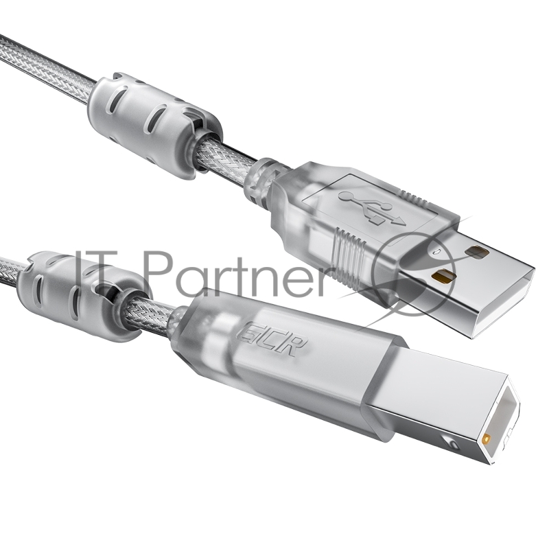 Кабель GCR PROF 0.75m USB 2.0, AM/BM, прозрачный, ферритовые кольца, 28/24 AWG, экран, армированный, морозостойкий, GCR-52421 GCR Кабель PROF 0.75m USB 2.0, AM/BM, прозрачный, ферритовые кольца, 28/24 AWG, экран, армированный, морозостойкий, GCR-5242
