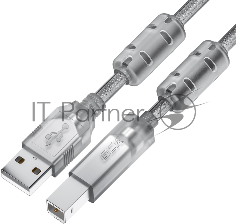 Кабель GCR PROF 1.5m USB 2.0, AM/BM, прозрачный, ферритовые кольца, 28/24 AWG, экран, армированный, морозостойкий, GCR-52422 GCR Кабель PROF 1.5m USB 2.0, AM/BM, прозрачный, ферритовые кольца, 28/24 AWG, экран, армированный, морозостойкий, GCR-52422
