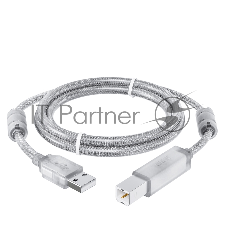Кабель GCR PROF 1.5m USB 2.0, AM/BM, прозрачный, ферритовые кольца, 28/24 AWG, экран, армированный, морозостойкий, GCR-52422 GCR Кабель PROF 1.5m USB 2.0, AM/BM, прозрачный, ферритовые кольца, 28/24 AWG, экран, армированный, морозостойкий, GCR-52422