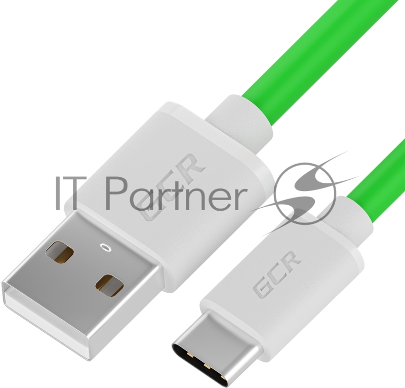 Кабель GCR QC 0.25m, TypeC, быстрая зарядка, зеленый TPE, белые коннекторы, 28/22 AWG, GCR-53040 GCR QC Кабель 0.25m, TypeC, быстрая зарядка, зеленый TPE, белые коннекторы, 28/22 AWG, GCR-53040