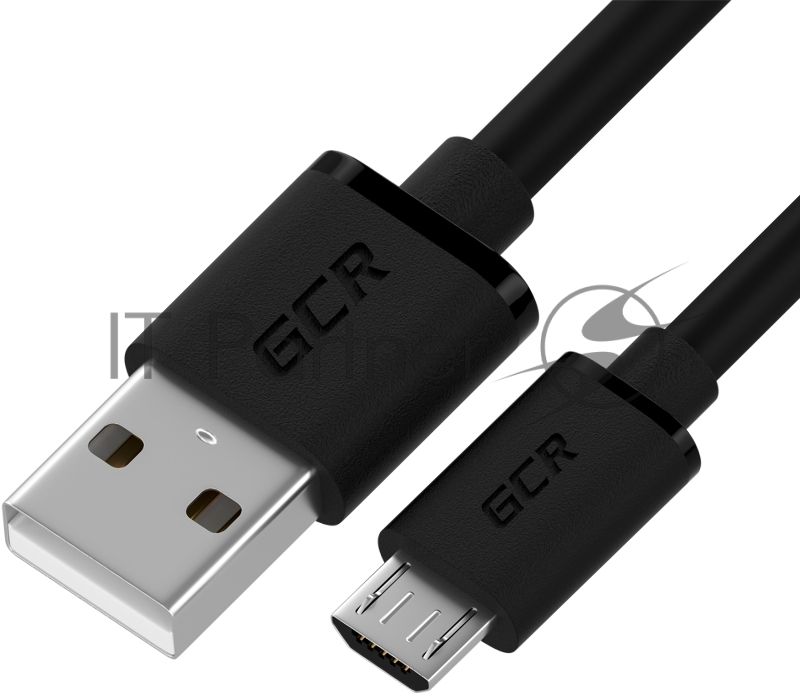 Кабель GCR QC 1.5m MicroUSB, быстрая зарядка, черный TPE, черные коннекторы, 28/22 AWG, GCR-52461