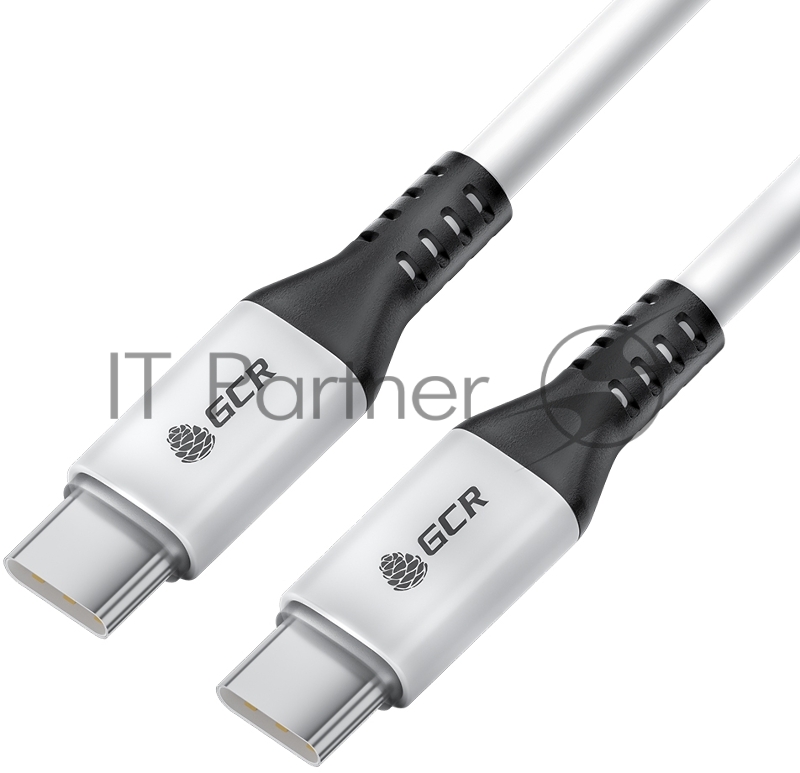Кабель GCR 1.5m Type C-C, для MacBook 18W, белый, AL корпус белый, черный ПВХ, GCR-53119
