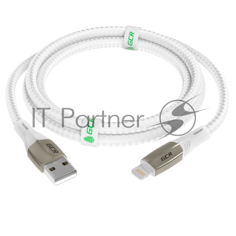 Кабель GCR 1.7m для iPod, iPhone, iPad series MERCEDES, WHITE NYLON, MFI, GCR-52578
