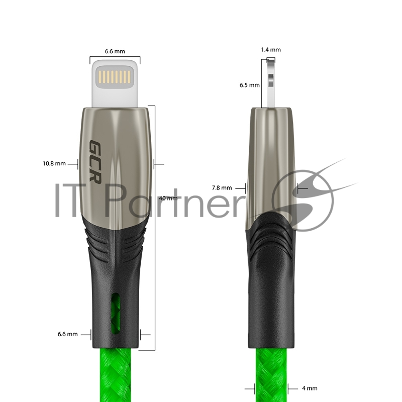 Кабель GCR 1.7m для iPod, iPod, iPhone, iPad, MFI series MERCEDES, GREEN NYLON, GCR-52785