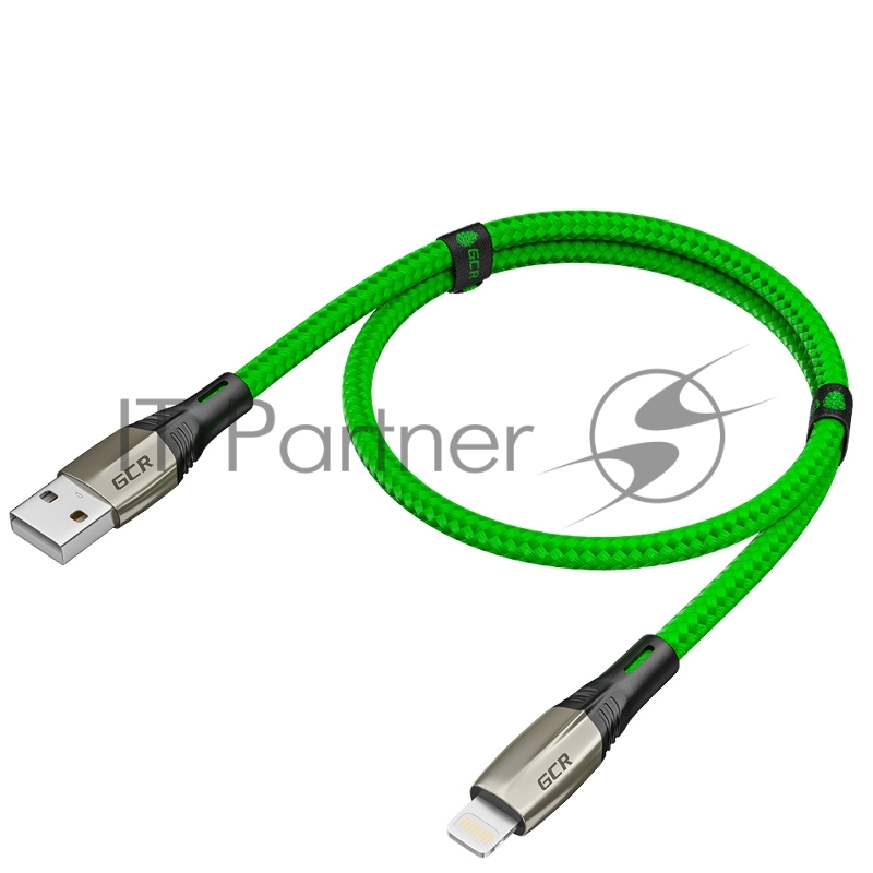 Кабель GCR 1.7m для iPod, iPod, iPhone, iPad, MFI series MERCEDES, GREEN NYLON, GCR-52785
