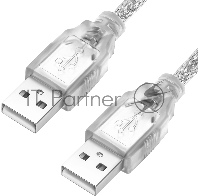 Кабель Greenconnect 0.75m USB 2.0, AM/AM, прозрачный, 28/28 AWG, экран, армированный, морозостойкий, GCR-UM3M-BB2S-0.75m