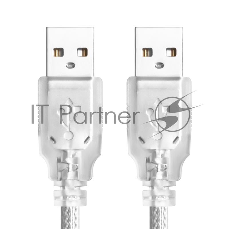Кабель Greenconnect 0.75m USB 2.0, AM/AM, прозрачный, 28/28 AWG, экран, армированный, морозостойкий, GCR-UM3M-BB2S-0.75m