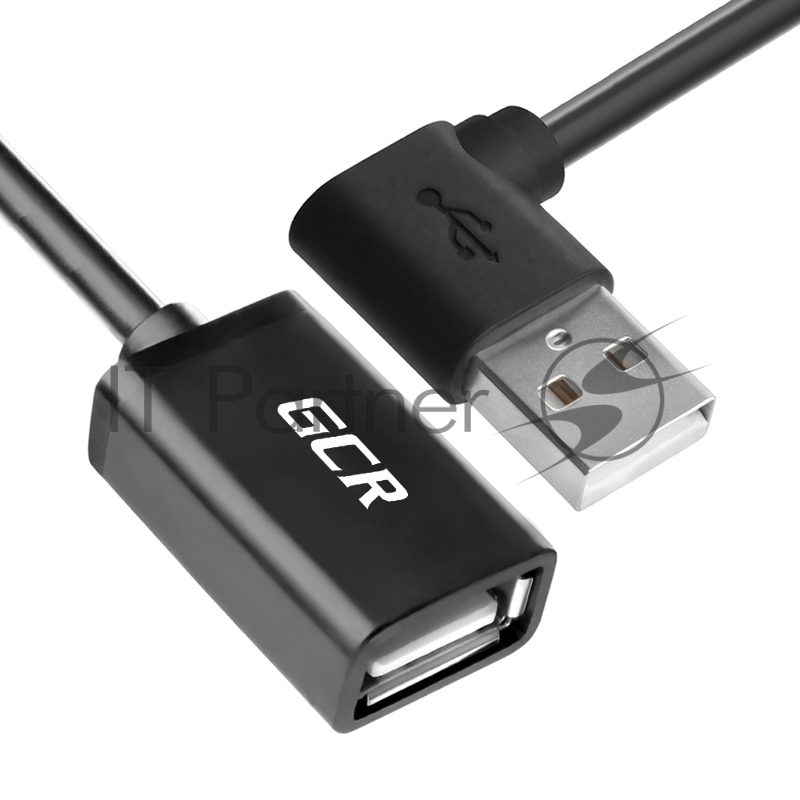 Удлинитель Greenconnect 1.0m USB 2.0, AM угловой/AF, черный, 28/28 AWG, морозостойкий, GCR-AUEC6M-1.0m