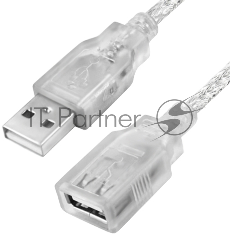 Удлинитель Greenconnect 0.75m USB 2.0, AM/AF, прозрачный, литой, 28/28 AWG, экран, армированный, морозостойкий, GCR-UEC21M-BB2S-0.75m