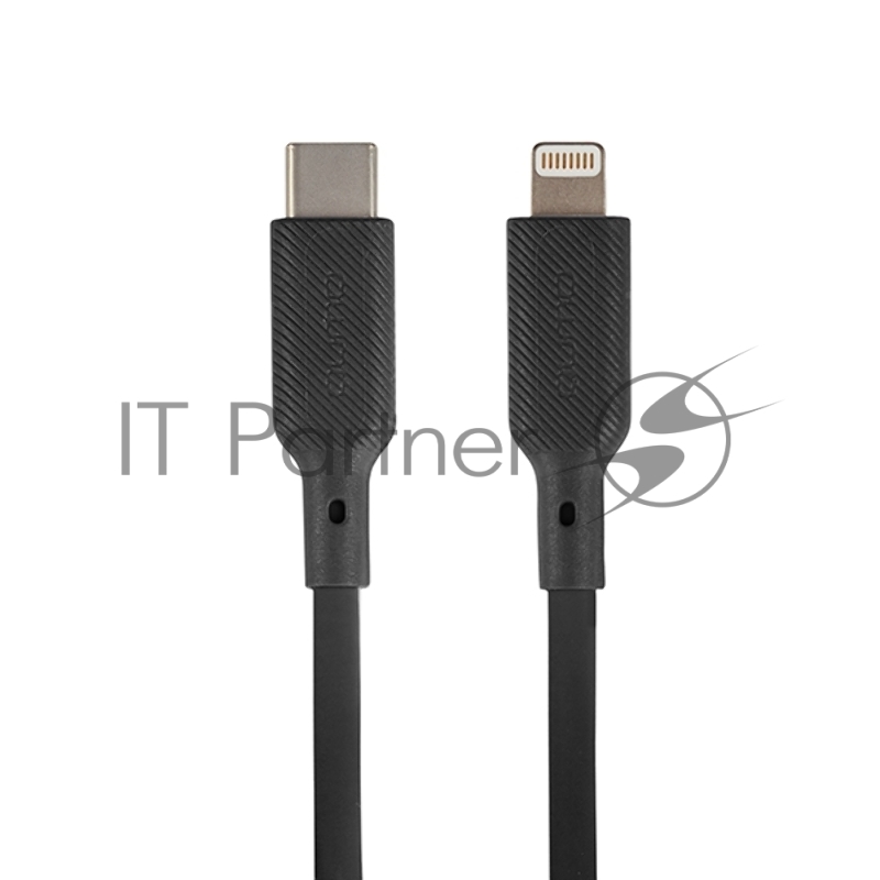 Кабель QUMO, MFI С94, Type-C на MFI Apple 8 pin, силиконовый, 1м, 2,22A, 9V, 20W, PD (черный)