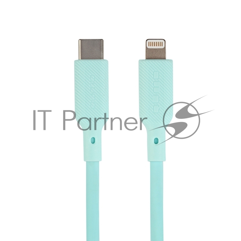 Кабель QUMO, MFI С94, Type-C на MFI Apple 8 pin, силиконовый, 1м, 2,22A, 9V, 20W, PD (голубой)