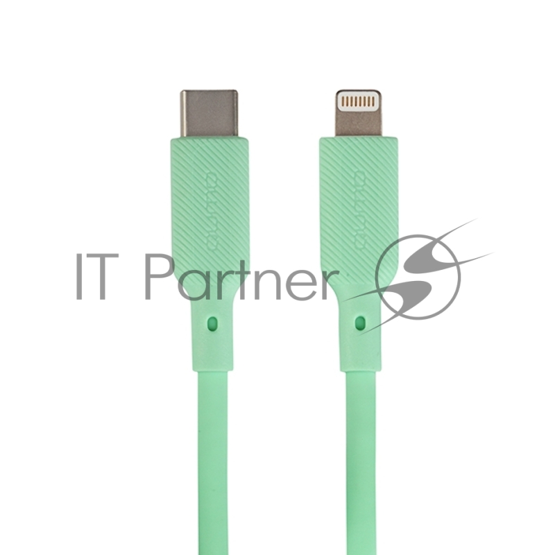 Кабель QUMO, MFI С94, Type-C на MFI Apple 8 pin, силиконовый, 1м, 2,22A, 9V, 20W, PD (зеленый)