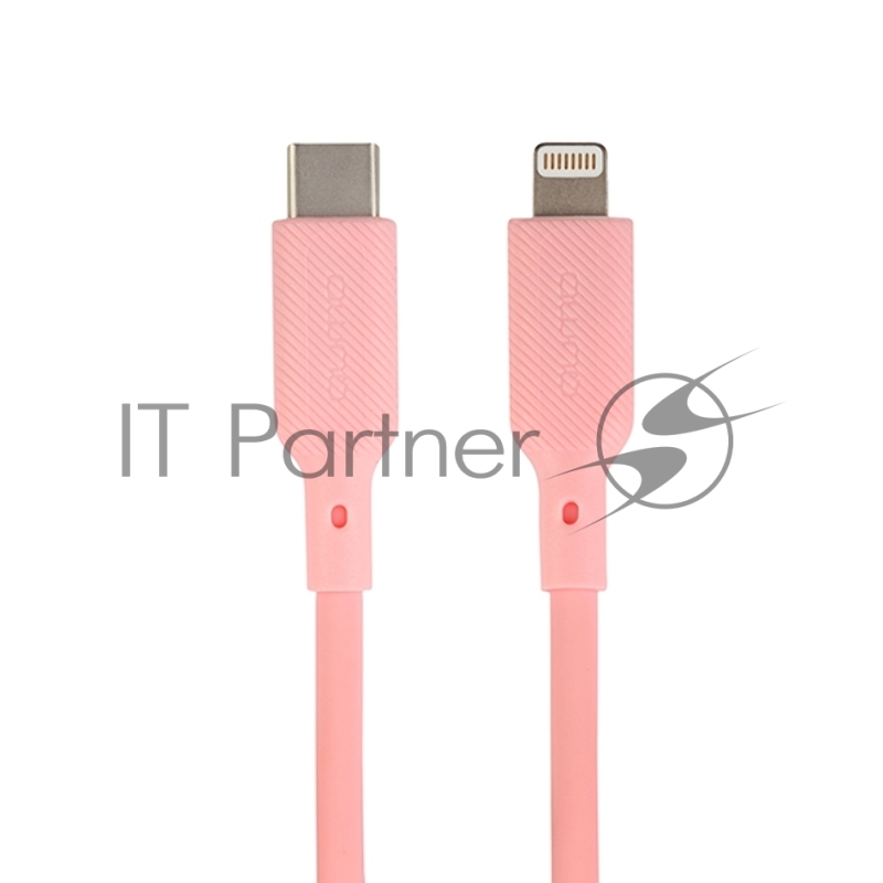 Кабель QUMO, MFI С94, Type-C на MFI Apple 8 pin, силиконовый, 1м, 2,22A, 9V, 20W, PD (розовый)
