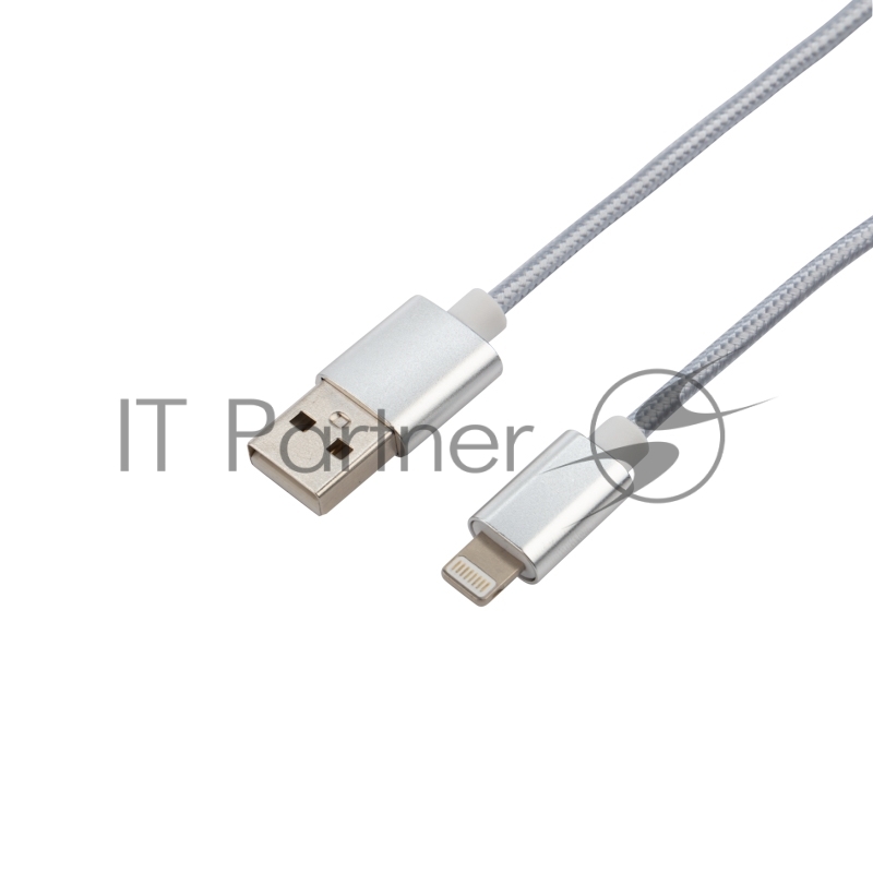 Кабель REXANT USB-Lightning 1 м, серебристая нейлоновая оплетка
