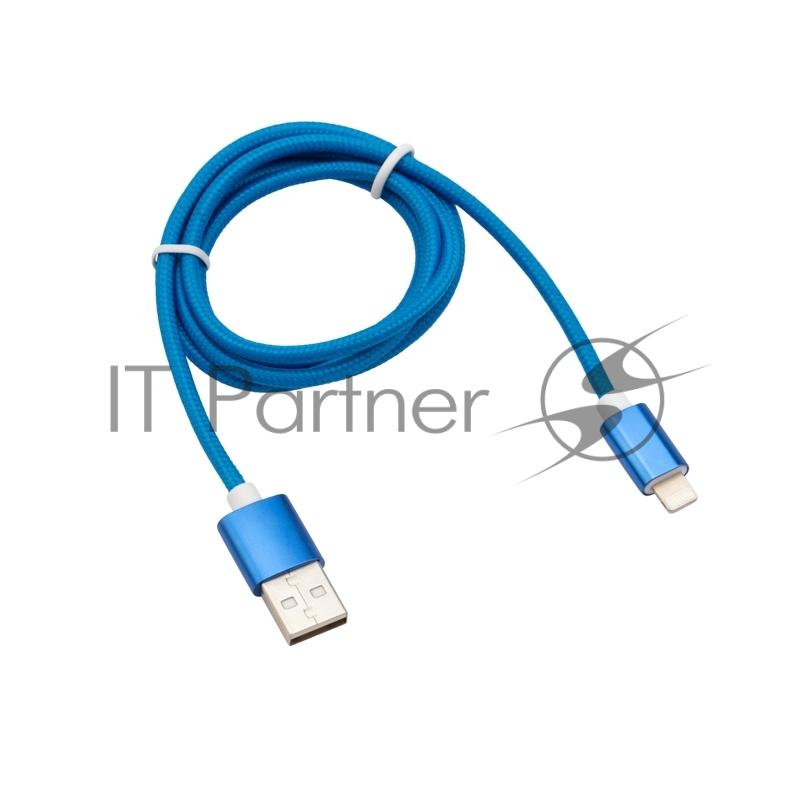 Кабель REXANT USB-Lightning 1 м, синяя нейлоновая оплетка