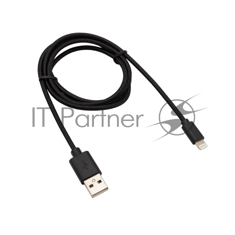 Кабель REXANT USB-Lightning 1 м, черная нейлоновая оплетка
