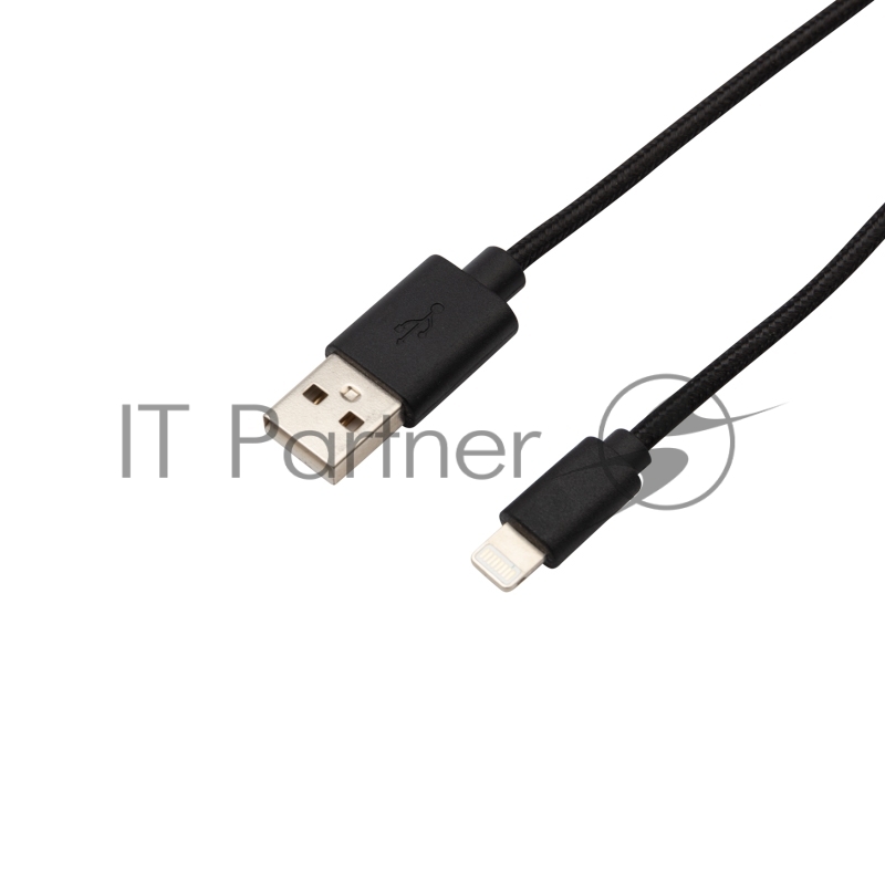 Кабель REXANT USB-Lightning 1 м, черная нейлоновая оплетка