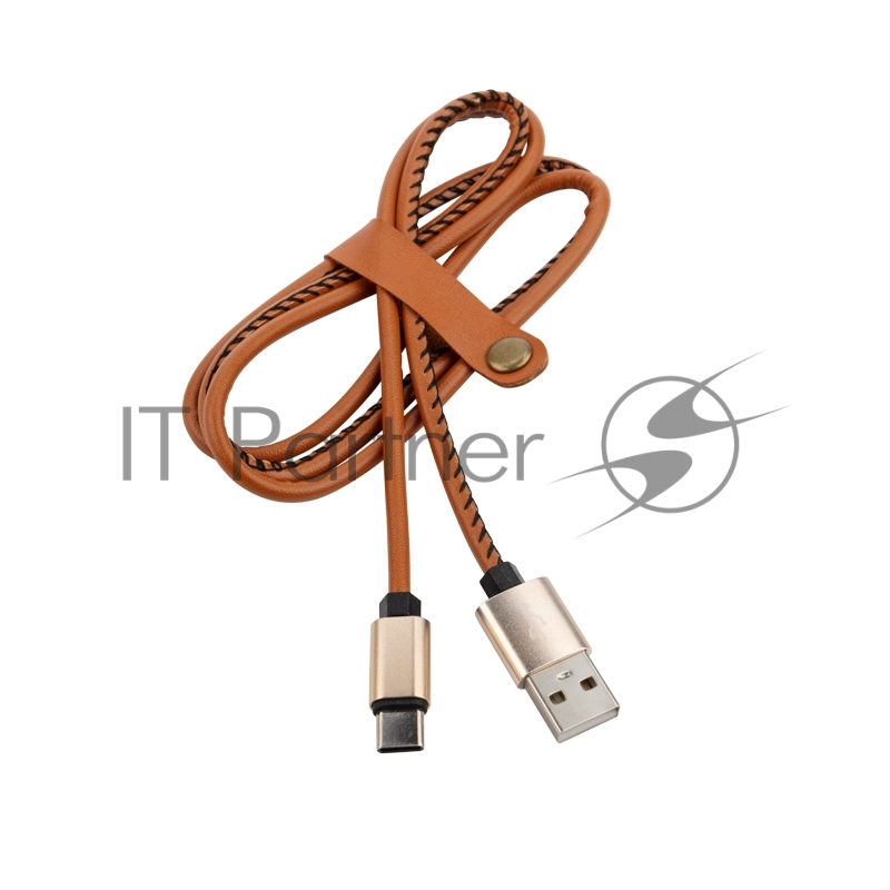 Кабель USB-Type-C/2A/leather/brown/1m/REXANT