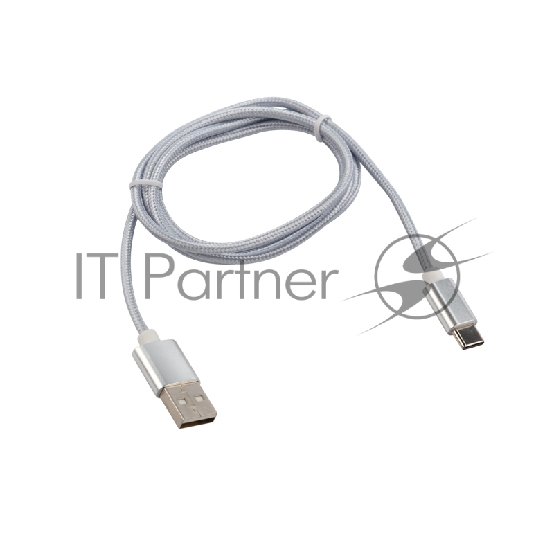 Кабель USB-Type-C/2A/nylon/silver/1m/REXANT