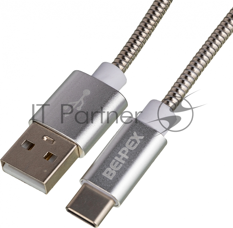 Кабель USB (m)-USB Type-C (m) 1м серебристый