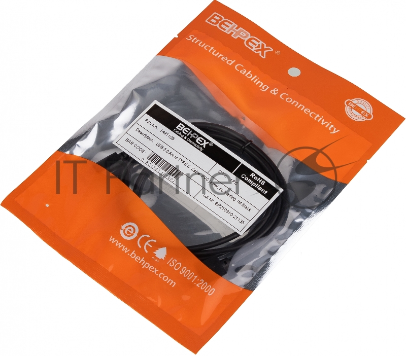 Кабель USB (m)-USB Type-C (m) 1м черный