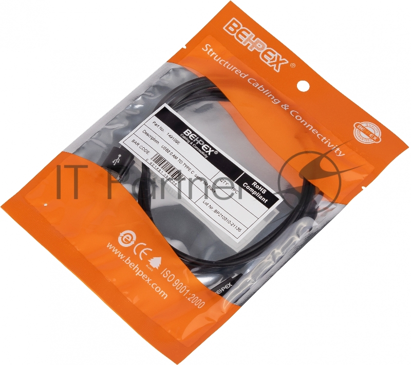 Кабель USB (m)-USB Type-C (m) 1м черный