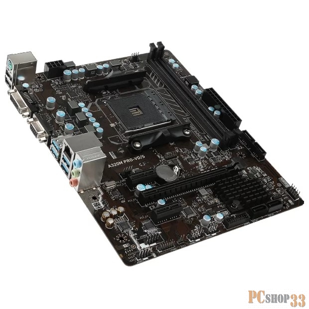 Материнская плата MSI A320M PRO-VD/S (AM4, AMD A320, 2*DDR4, PCI-E16x, D-SUB, DVI, SATAIII+RAID, GB Lan, USB 3.1Gen1, mATX, Retail)