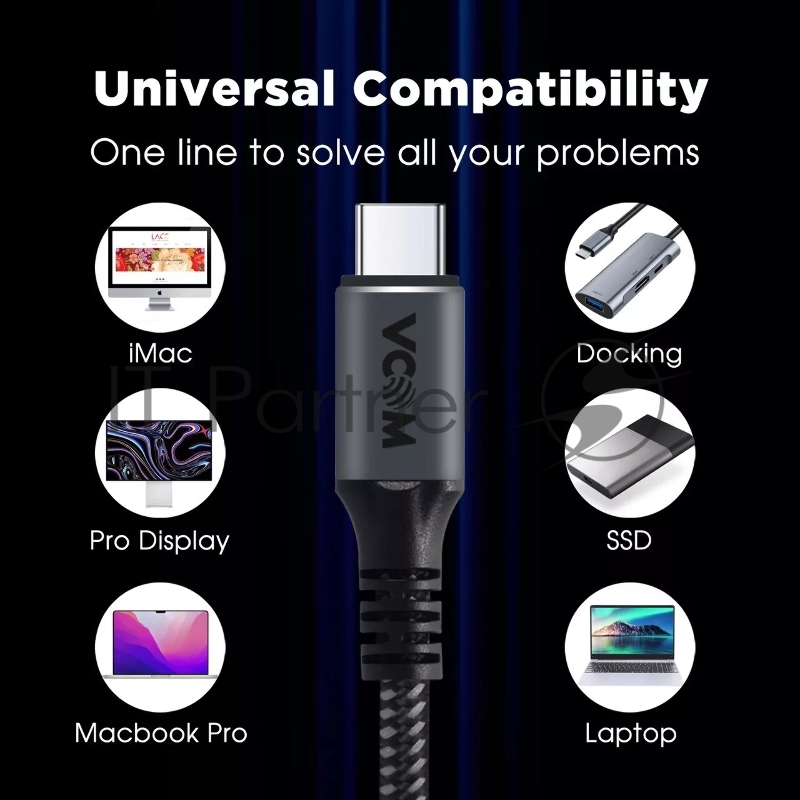 Кабель Thuderbolt4/ USB4 Type C, 5K@60Hz, 40GBps, PD 100W, 5A, VCOM, 1.2м <CU540M-1.2M>