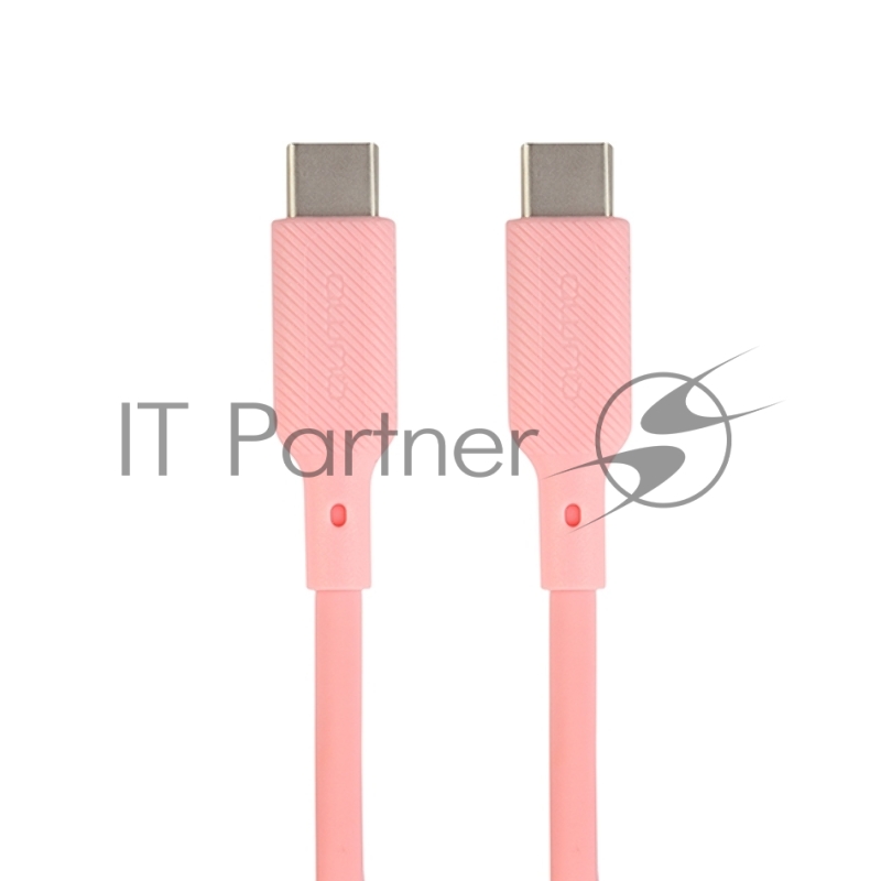 Кабель QUMO 32966 Type-C на Type-C, силиконовый, 1м, 3A, 60W, PD (розовый)