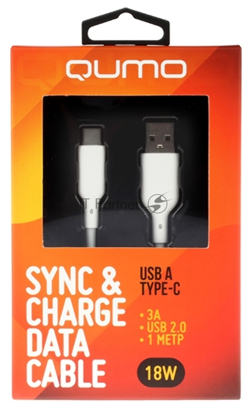 Кабель QUMO 32958 USB-A на Type-C, силиконовый, 1м, 3A, 18W (белый)