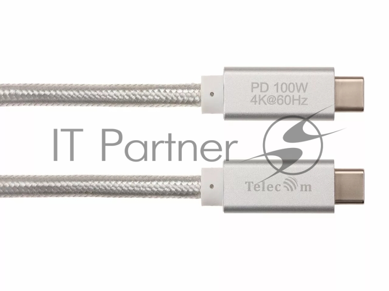 Кабель USB 3.1 Type Cm -- Cm IC 5А 10Gbs длина 2M, Telecom <TC420S> серебряный