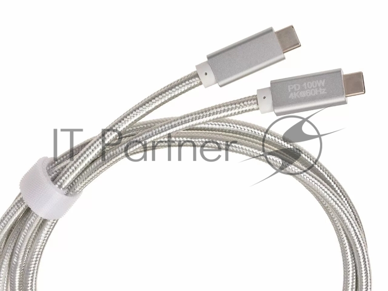 Кабель USB 3.1 Type Cm -- Cm IC 5А 10Gbs длина 2M, Telecom <TC420S> серебряный