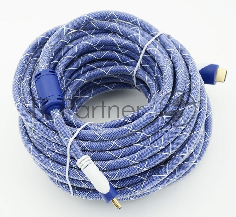 Кабель HDMI Ver.1.4 Blue/white jack HDMI19 (m)/HDMI19 (m) 15м феррит.кольца Позолоченные контакты