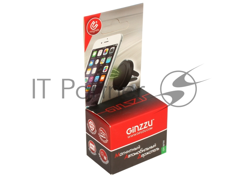 Держатель для мобильного устройства Ginzzu Магнитный автомобильный держатель в вент. решетку (GH-381M)