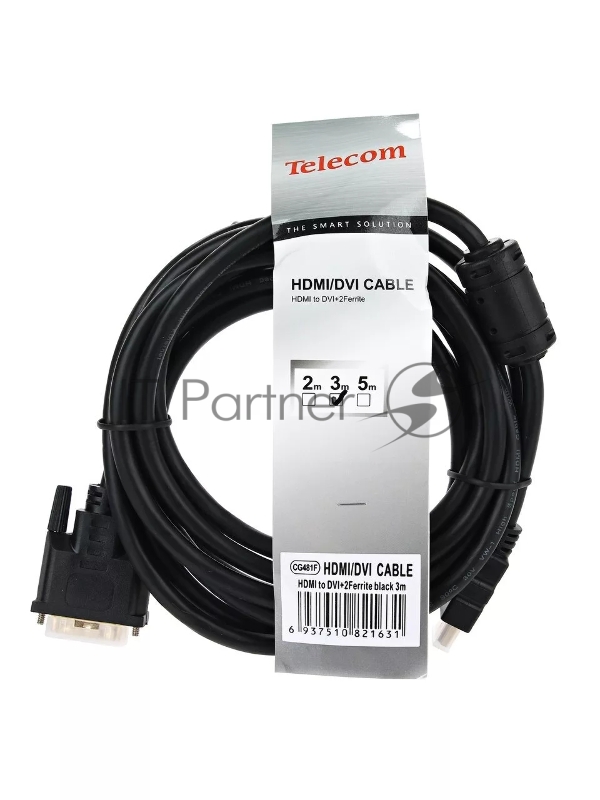 Кабель HDMI to DVI-D Dual Link (19M -25M) 3м, 2 фильтра, TELECOM <CG481F-3M>