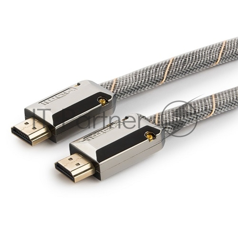 Кабель HDMI Cablexpert, серия Platinum, 1,8 м, v2.0, M/M, плоский, позол.разъемы, металлический корпус, нейлоновая оплетка, блистер