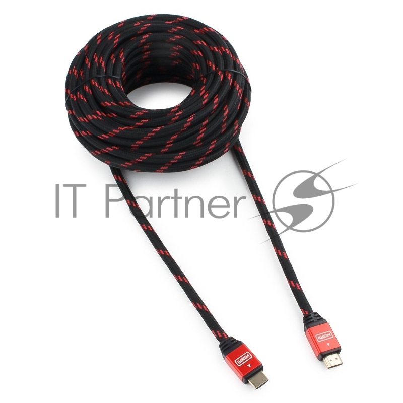 Кабель HDMI Cablexpert, серия Gold, 15 м, v1.4, M/M, красный, позол.разъемы, алюминиевый корпус, нейлоновая оплетка, коробка