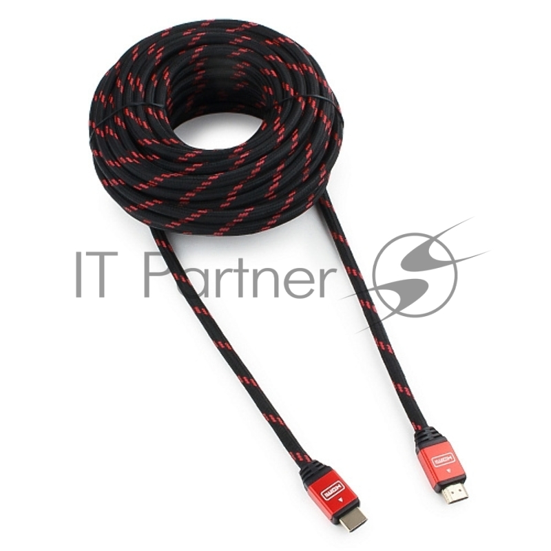 Кабель HDMI Cablexpert, серия Gold, 15 м, v1.4, M/M, красный, позол.разъемы, алюминиевый корпус, нейлоновая оплетка, коробка