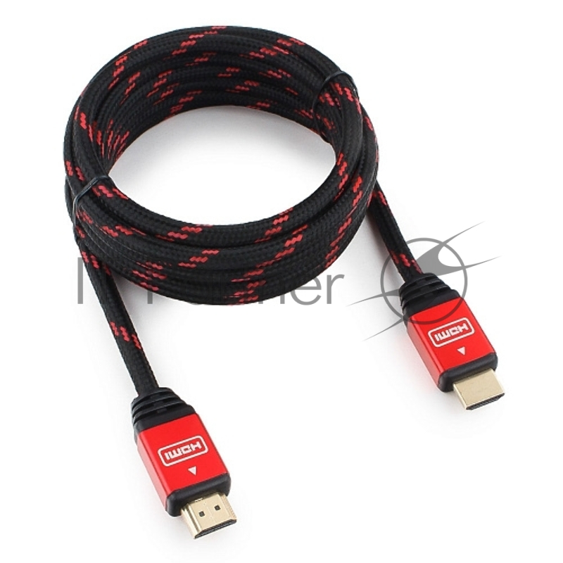 Кабель HDMI Cablexpert, серия Gold, 3 м, v1.4, M/M, красный, позол.разъемы, алюминиевый корпус, нейлоновая оплетка, коробка
