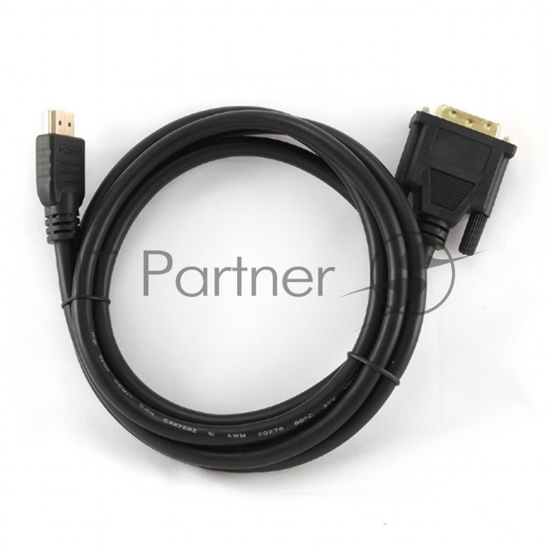 Кабель HDMI-DVI Cablexpert CC-HDMI-DVI-6, 19M/19M, 1.8м, single link, черный, позол.разъемы, экран, пакет