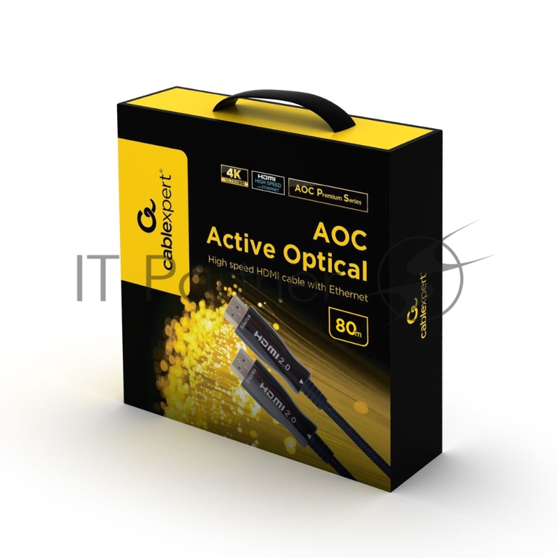 Активный оптический кабель HDMI Cablexpert, 80м, v2.0, 19M/19M, AOC Premium Series, позол.разъемы, экран, коробка