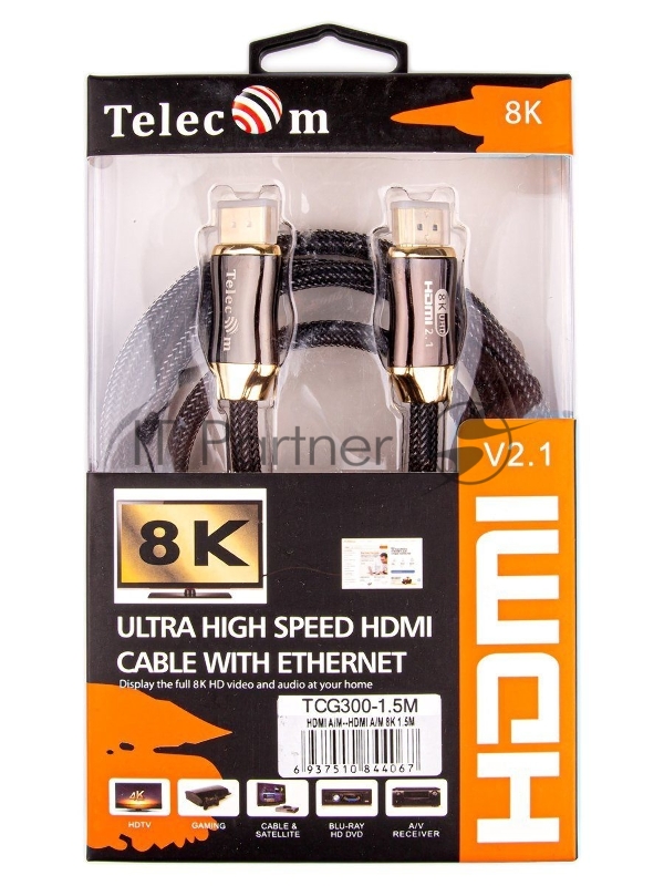 Кабель HDMI-HDMI 1M V2.1 TCG300-1M TELECOM